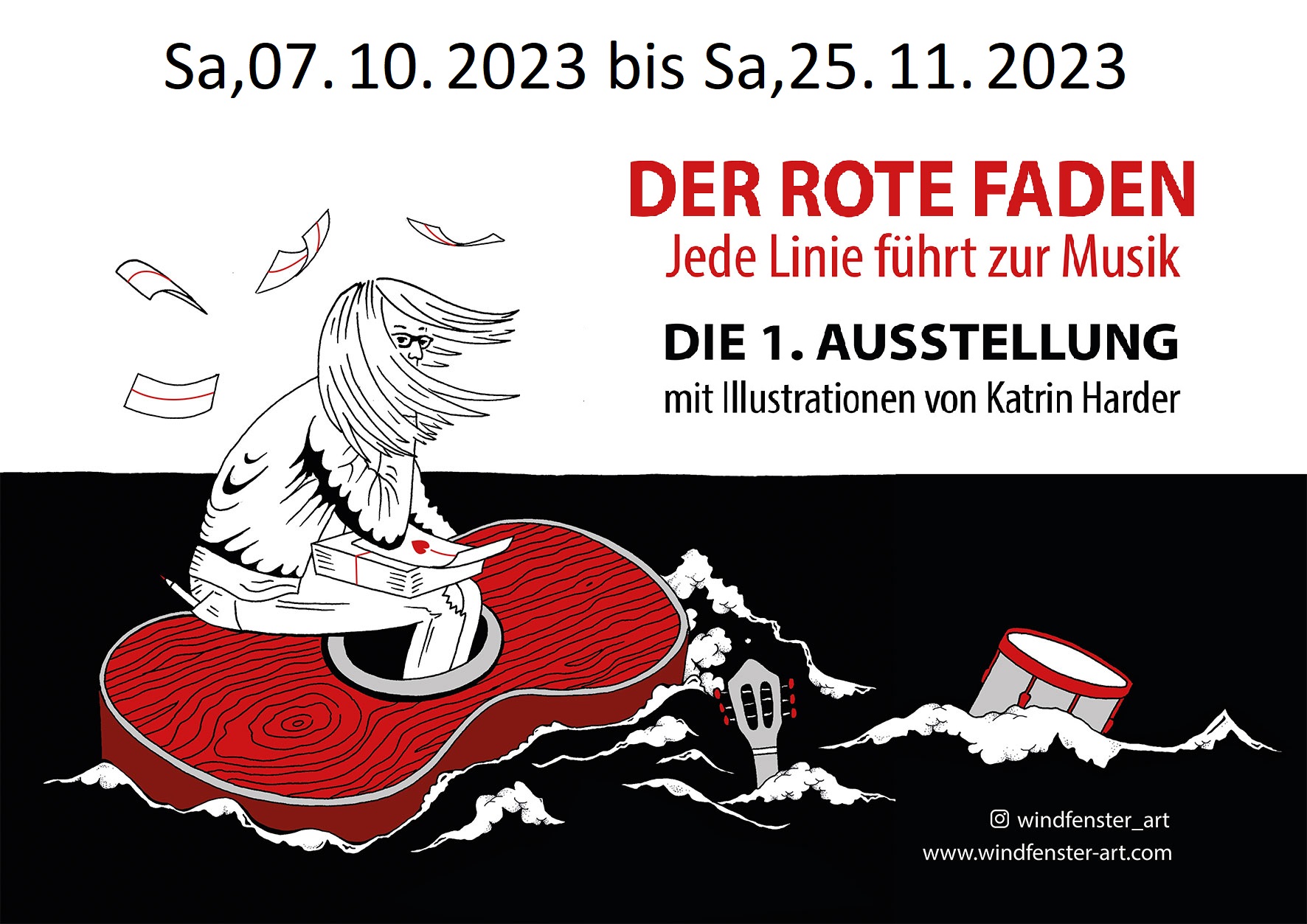 Der Rote Faden – Jede Linie führt zur Musik (7. Oktober @ 08:00 - 25. November @ 17:00): “DER ROTE FADEN – Jede Linie führt zur Musik” – so lau­tet der Name der Aus­stel­lung von Kat­rin Har­der, der nicht nur farb­lich, son­dern auch the­ma­tisch ihre gesam­ten Wer­ke durchzieht. … <a href="https://www.bauernladen-mv.de/">Weiterlesen</a>