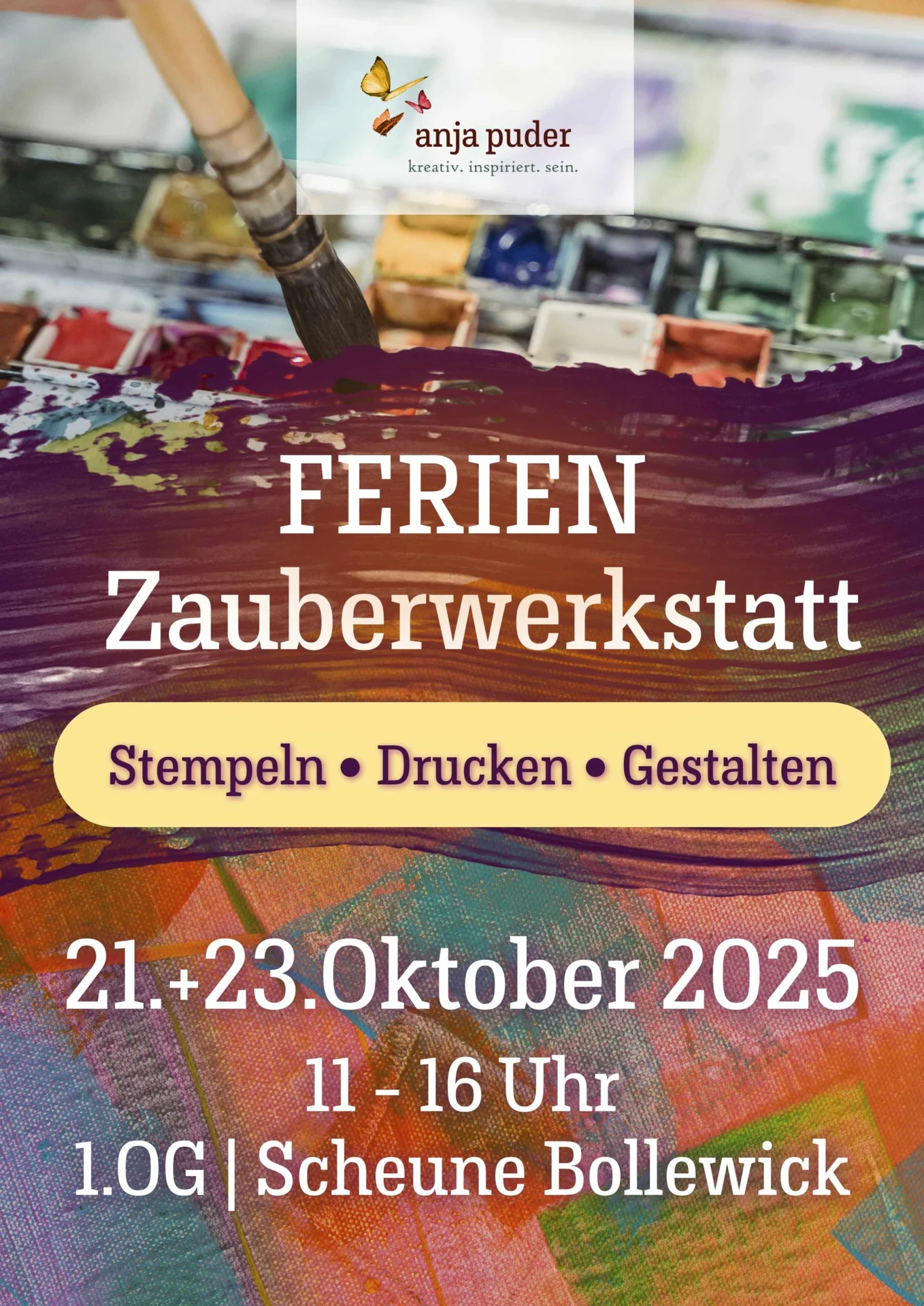 Zau­ber­werk­statt in den HERBSTFERIEN (21. Oktober @ 11:00 - 16:00): 💫 🍂 Zau­ber­werk­statt in den HERBST­FE­RI­EN 🍂 💫Pro­bie­re ver­schie­de­ne krea­ti­ve Druck-/ Stem­pel­tech­ni­ken aus und gestal­te dir 1–2 wun­der­schö­ne Kar­ten – zum Ver­schen­ken oder ein­fach für dich selbst 😍Preis: 15€ /P.Anmeldungen … <a href="https://www.bauernladen-mv.de/">Weiterlesen</a>